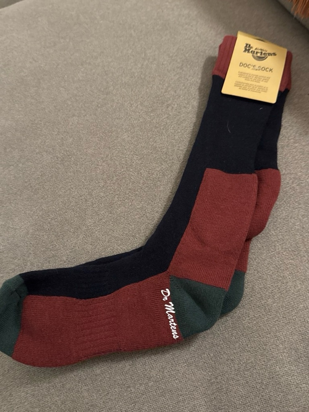 Dr. Martens Black, Burgundy & Forest Green Colorblock Crew Socks